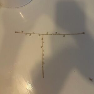 PANDORA Gold Chain bracelet ring with Teardrop Pendants